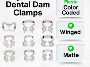 HySolate Dental Dam Clamps Fiesta WINGED, Matte, Color Coded Set CTA-H09966