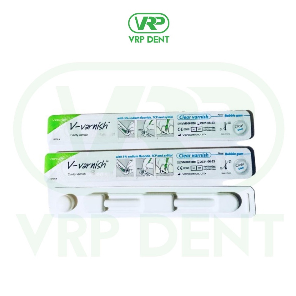 V-varnish premium VRC-01 Bubble gum ฟลูออไรด์วานิช 1 กล่อง 200 ชิ้น - Image 3