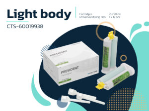 PRESIDENT Light Body 2×50 ml A Silicone วัสดุพิมพ์แบบใช้ปืน สีเขียว CTS-60019938