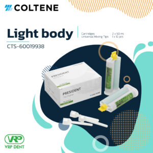 PRESIDENT Light Body 2×50 ml A Silicone วัสดุพิมพ์แบบใช้ปืน สีเขียว CTS-60019938