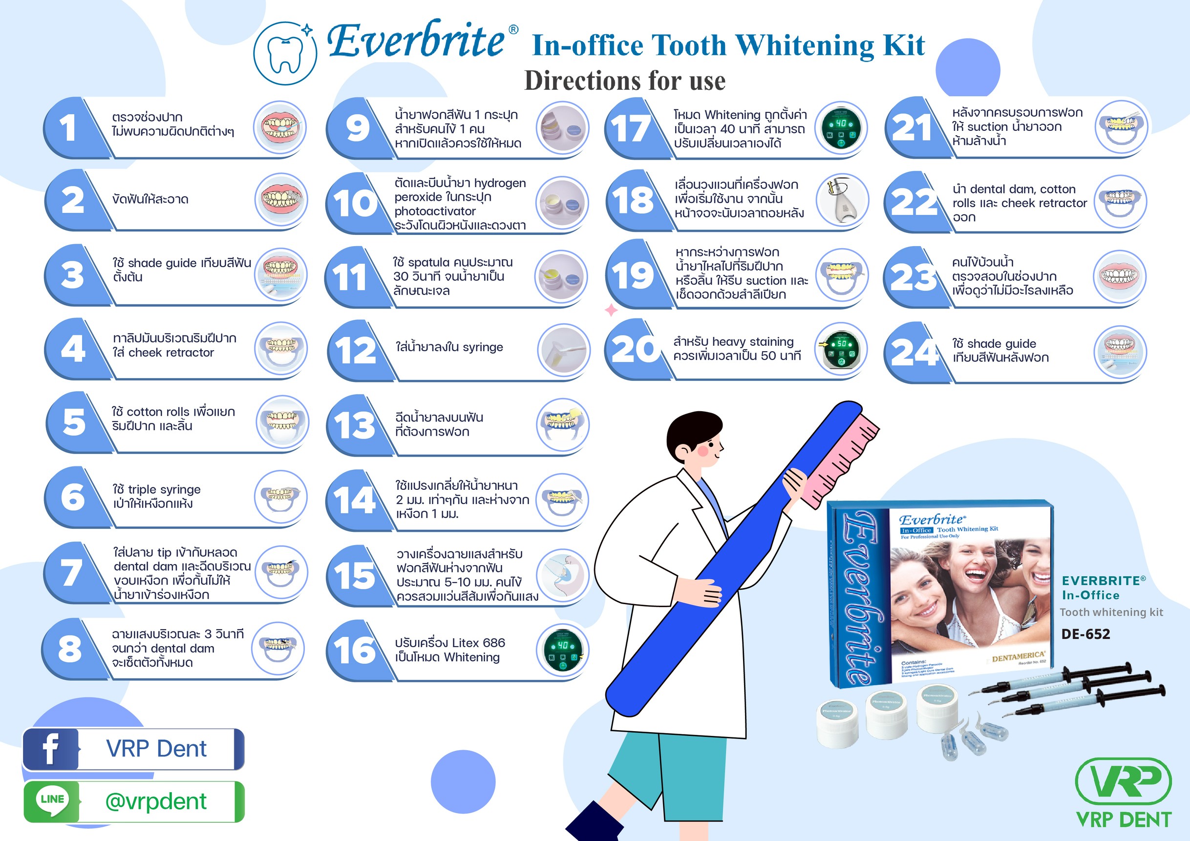 Everbrite In‑Office Tooth Whitening System – ชุดฟอกสีฟันแบบผงและน้ำยา DE-652 - Image 3
