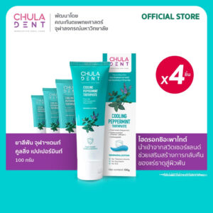 [แพ็ค 4] Chula Dent ยาสีฟันจุฬาฯเดนท์ คูลลิ่ง เปปเปอร์มิ้นท์ 100 ก.