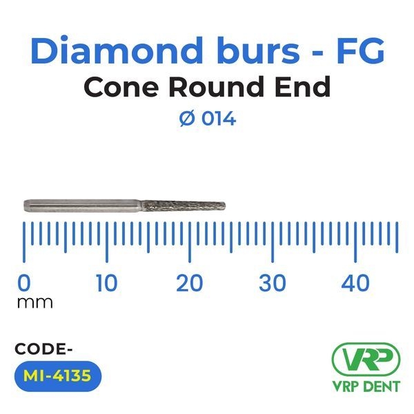 Microdont Diamond burs – FG Cone Round End 1 pc. 014